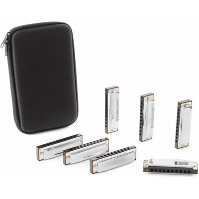 ENSEMBLE DE 7 HARMONICAS BLUES BAND AVEC ÉTUI HOHNER 