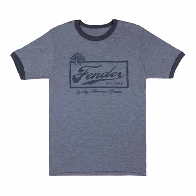 T-SHIRT GRIS A / BORDURE NOIRE BEER LABEL MEDIUM FENDER
