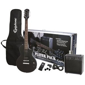 ENS. GUIT ELEC LES PAUL NOIR,AMPLI,GB,COURROIE,CÂBLE,PICK & TUNER EPIPHONE