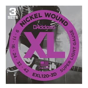 CORDE DE GUITARE ÉLECTRIQUE 9-42 (ENS. DE 3) D'ADDARIO