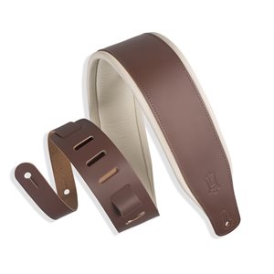 COURROIE DE GUITARE EN CUIR BRUN / CRÈME REMBOURRÉ LEVY'S