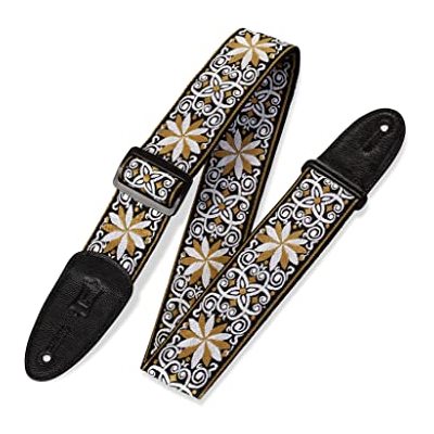 COURROIE DE GUITARE JAQUARD FLEUR WHITE / YELLOW LEVY'S